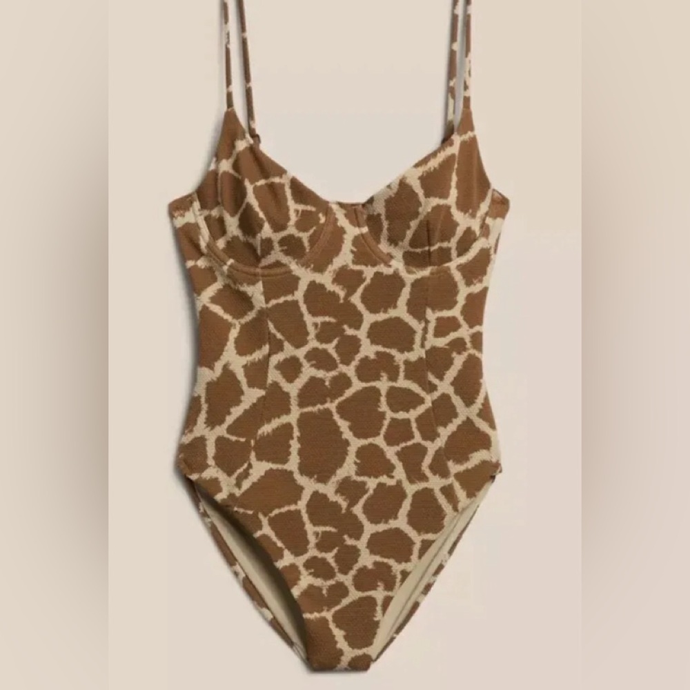 NWT Onia Isabella Pique One Piece Swim Suit. Medium Safari. Underwire